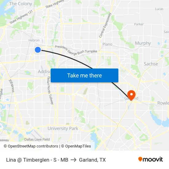 Lina @ Timberglen - S - MB to Garland, TX map