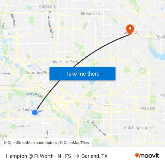Hampton @ Ft Worth - N - FS to Garland, TX map