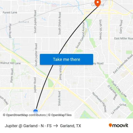 Jupiter @ Garland - N - FS to Garland, TX map