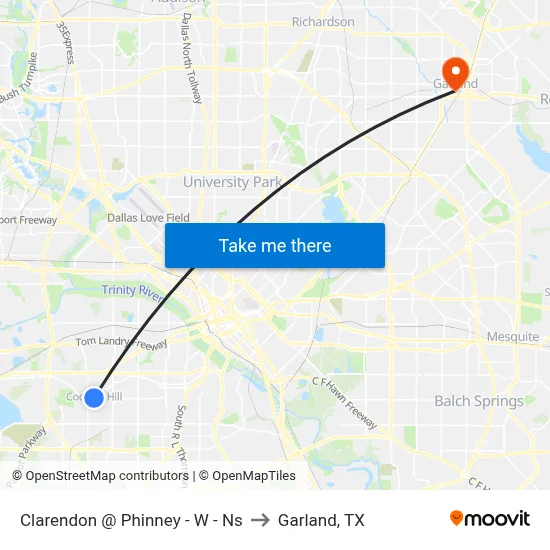 Clarendon @ Phinney - W - Ns to Garland, TX map