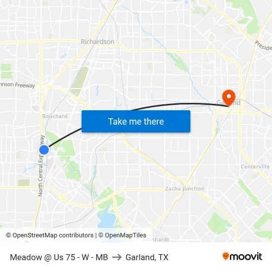 Meadow @ Us 75 - W - MB to Garland, TX map