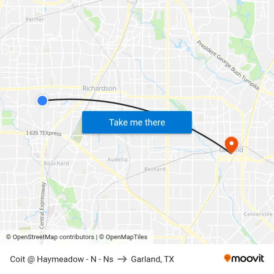 Coit @ Haymeadow - N - Ns to Garland, TX map