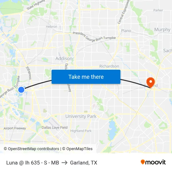 Luna @ Ih 635 - S - MB to Garland, TX map