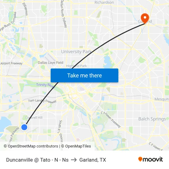 Duncanville @ Tato - N - Ns to Garland, TX map