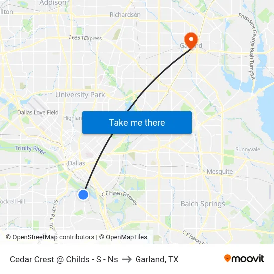 Cedar Crest @ Childs - S - Ns to Garland, TX map