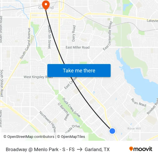 Broadway @ Menlo Park - S - FS to Garland, TX map
