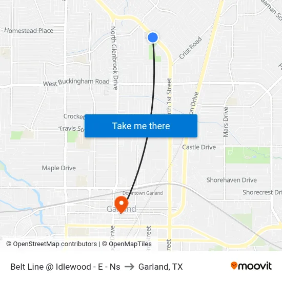 Belt Line @ Idlewood - E - Ns to Garland, TX map