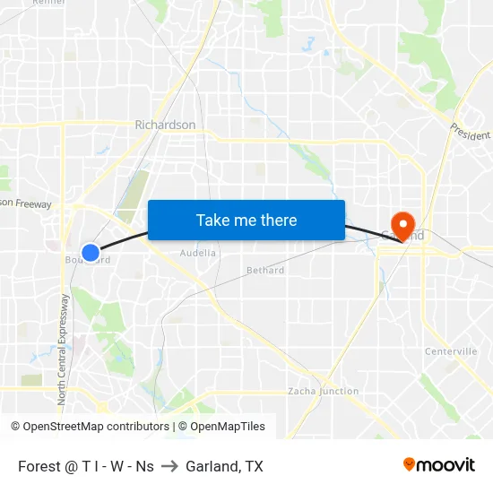 Forest @ T I - W - Ns to Garland, TX map
