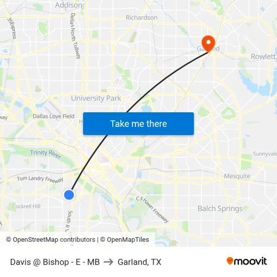 Davis @ Bishop - E - MB to Garland, TX map