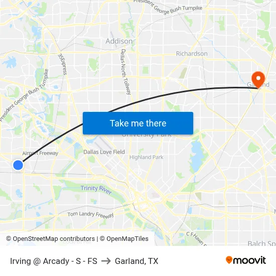 Irving @ Arcady - S - FS to Garland, TX map