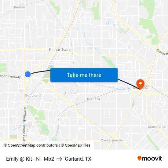Emily @ Kit - N - Mb2 to Garland, TX map