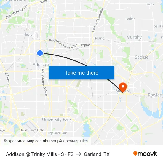 Addison @ Trinity Mills - S - FS to Garland, TX map