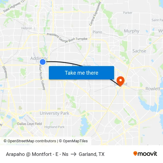 Arapaho @ Montfort - E - Ns to Garland, TX map