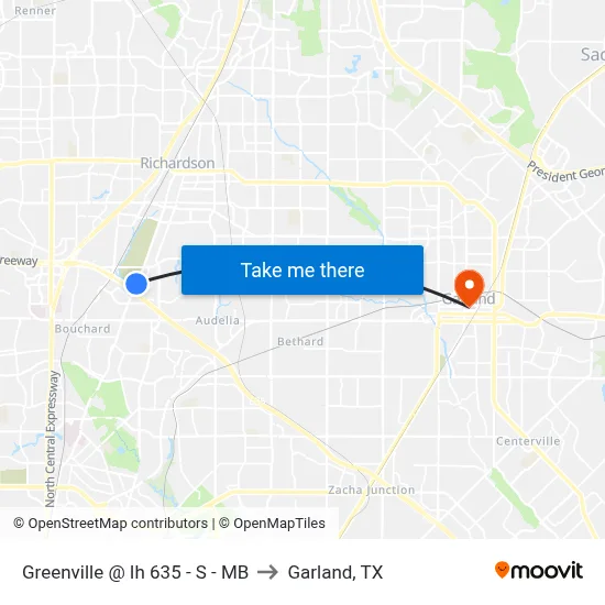 Greenville @ Ih 635 - S - MB to Garland, TX map