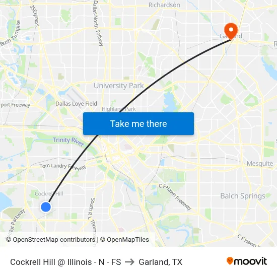 Cockrell Hill @ Illinois - N - FS to Garland, TX map