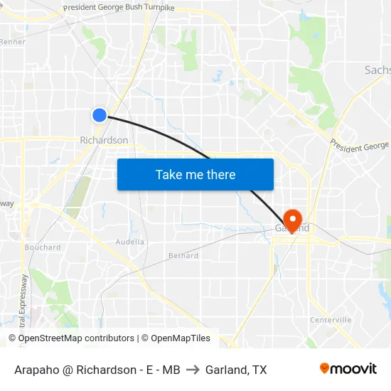 Arapaho @ Richardson - E - MB to Garland, TX map