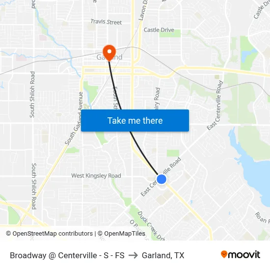 Broadway @ Centerville - S - FS to Garland, TX map
