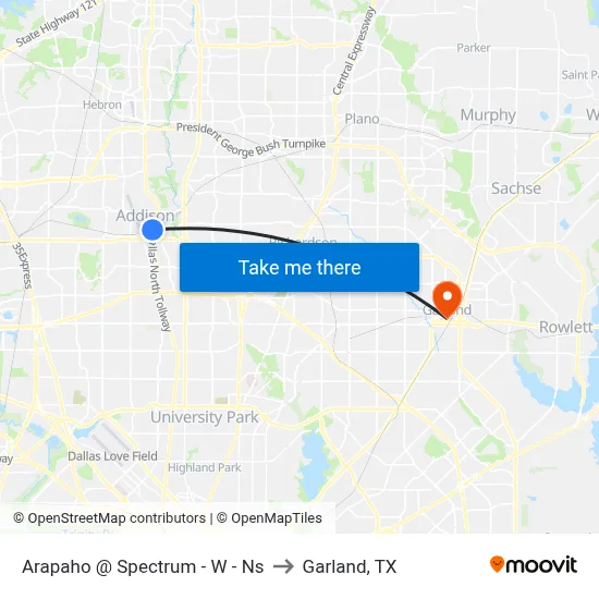 Arapaho @ Spectrum - W - Ns to Garland, TX map