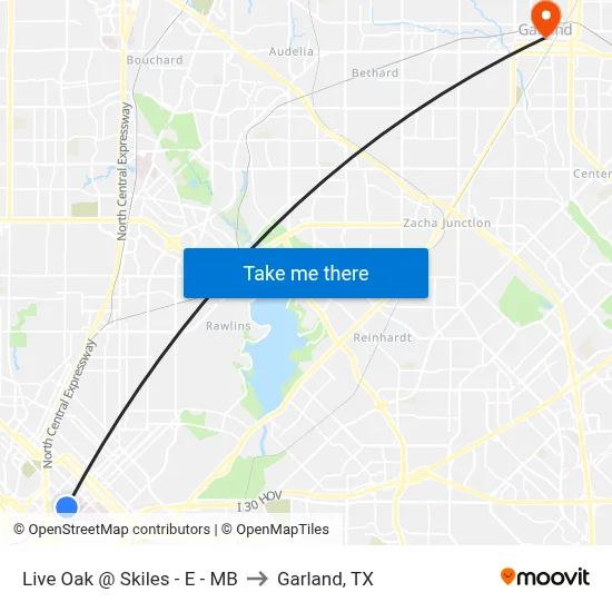 Live Oak @ Skiles - E - MB to Garland, TX map