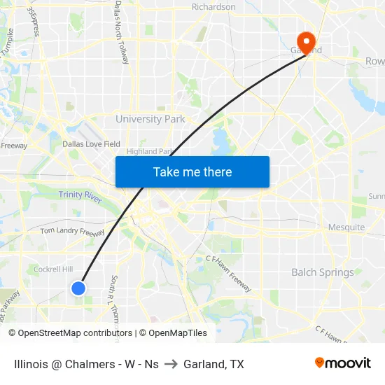 Illinois @ Chalmers - W - Ns to Garland, TX map