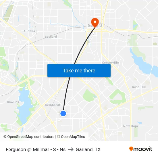 Ferguson @ Millmar - S - Ns to Garland, TX map