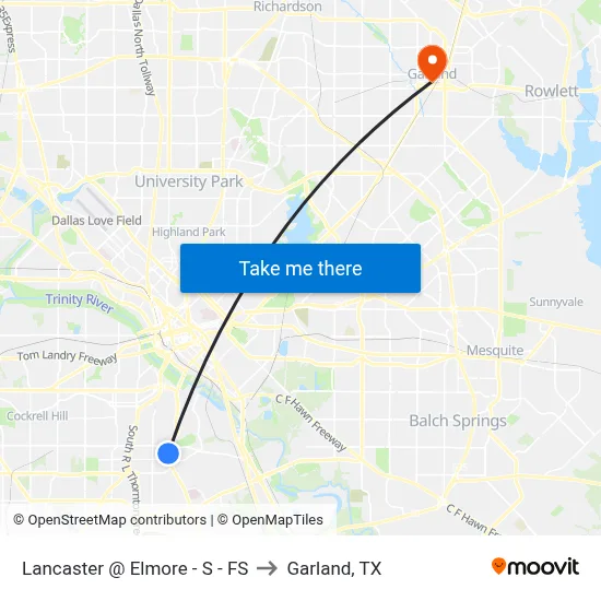 Lancaster @ Elmore - S - FS to Garland, TX map