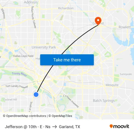 Jefferson @ 10th - E - Ns to Garland, TX map