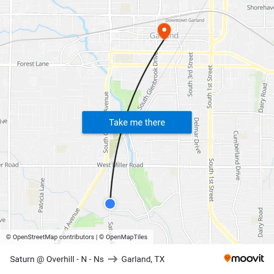 Saturn @ Overhill - N - Ns to Garland, TX map