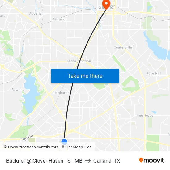 Buckner @ Clover Haven - S - MB to Garland, TX map