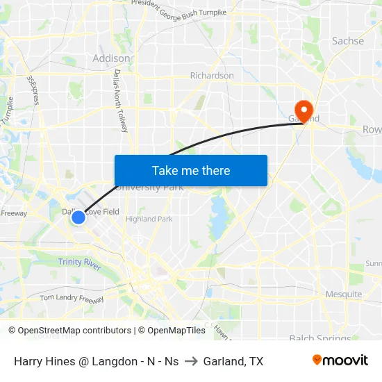 Harry Hines @ Langdon - N - Ns to Garland, TX map