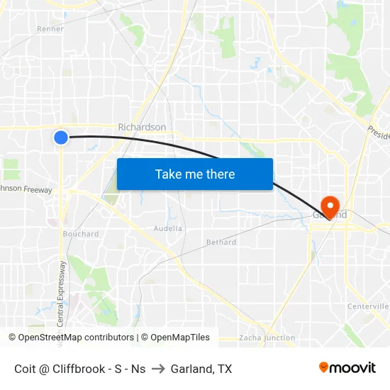 Coit @ Cliffbrook - S - Ns to Garland, TX map