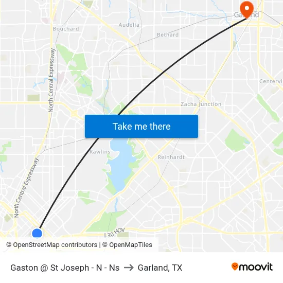 Gaston @ St Joseph - N - Ns to Garland, TX map
