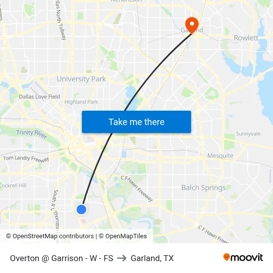 Overton @ Garrison - W - FS to Garland, TX map