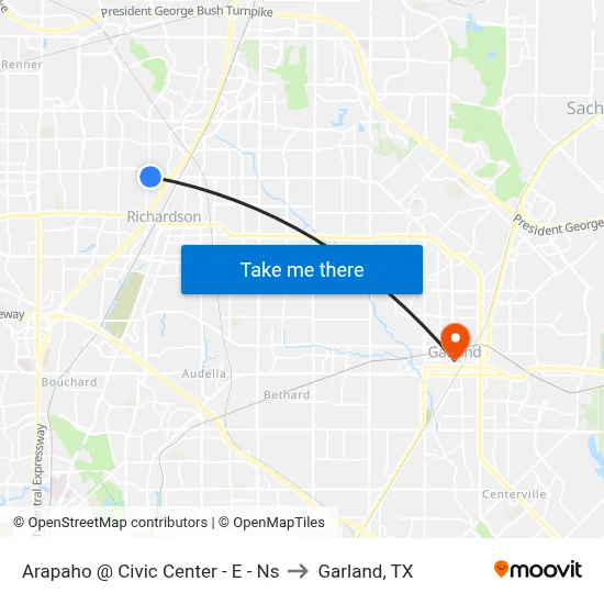Arapaho @ Civic Center - E - Ns to Garland, TX map