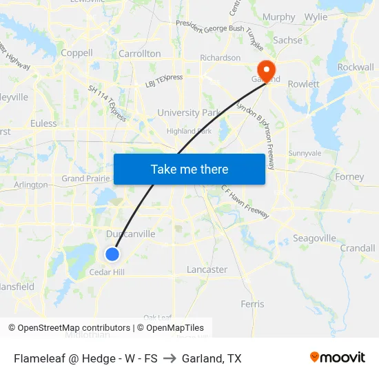 Flameleaf @ Hedge - W - FS to Garland, TX map