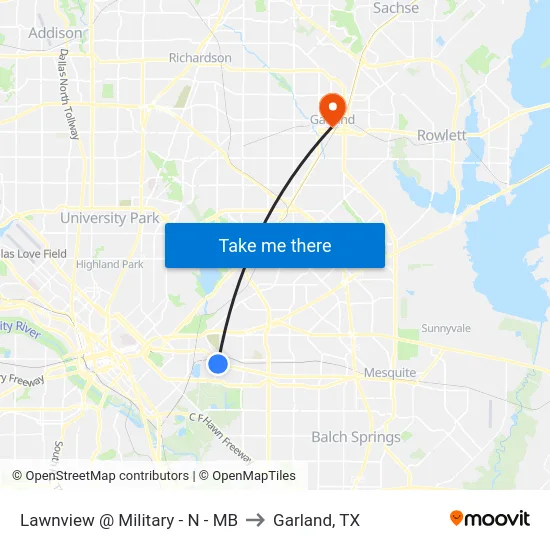 Lawnview @ Military - N - MB to Garland, TX map