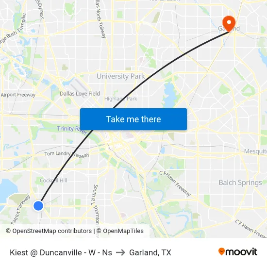 Kiest @ Duncanville - W - Ns to Garland, TX map