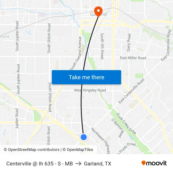 Centerville @ Ih 635 - S - MB to Garland, TX map