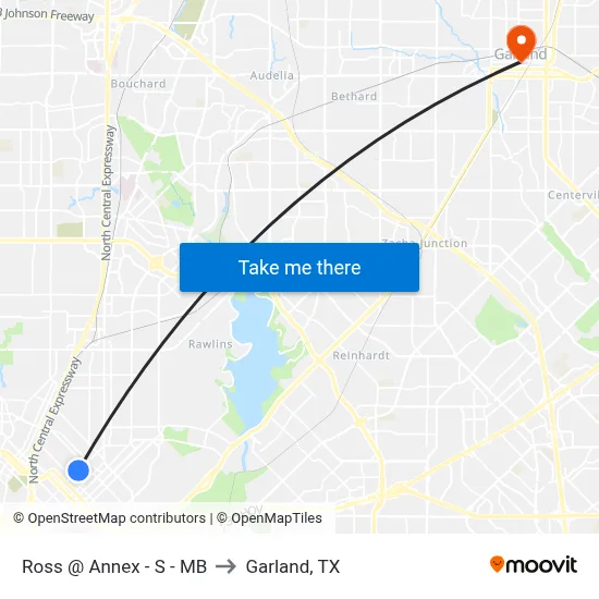 Ross @ Annex - S - MB to Garland, TX map