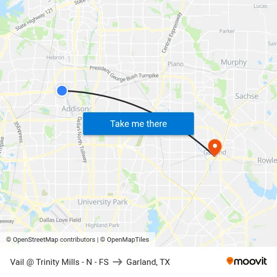 Vail @ Trinity Mills - N - FS to Garland, TX map