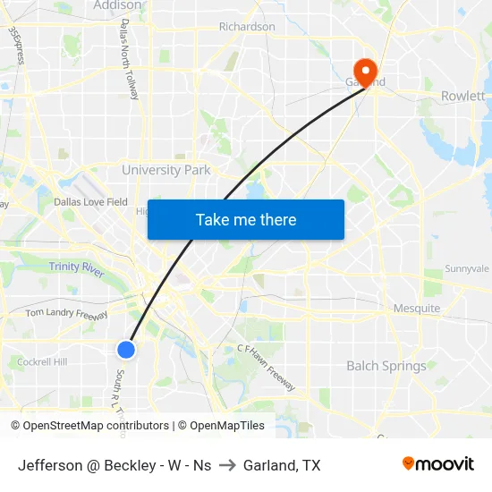 Jefferson @ Beckley - W - Ns to Garland, TX map