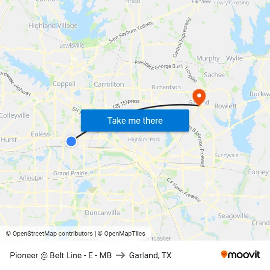 Pioneer @ Belt Line - E - MB to Garland, TX map