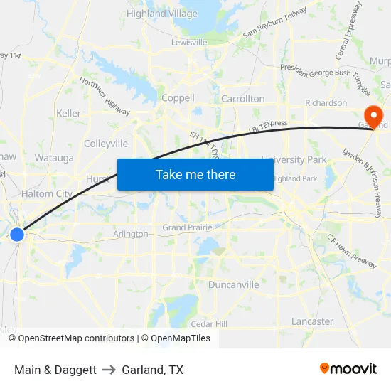 Main & Daggett to Garland, TX map
