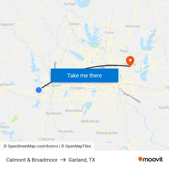 Calmont & Broadmoor to Garland, TX map