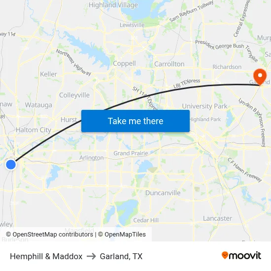 Hemphill & Maddox to Garland, TX map