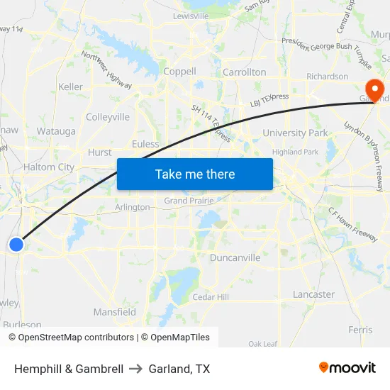 Hemphill & Gambrell to Garland, TX map