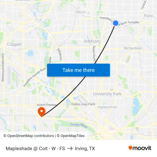 Mapleshade  @ Coit - W - FS to Irving, TX map