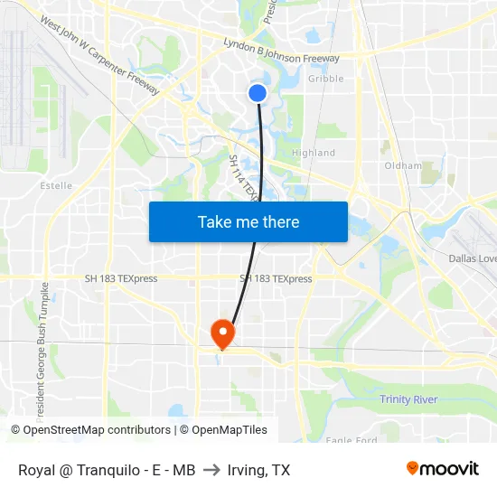 Royal @ Tranquilo - E - MB to Irving, TX map