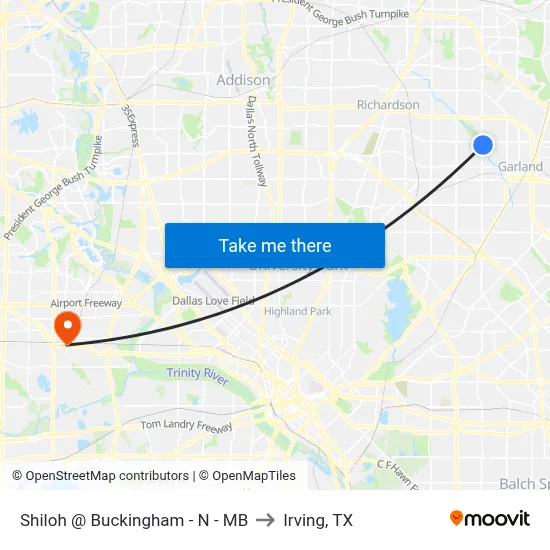 Shiloh @ Buckingham - N - MB to Irving, TX map
