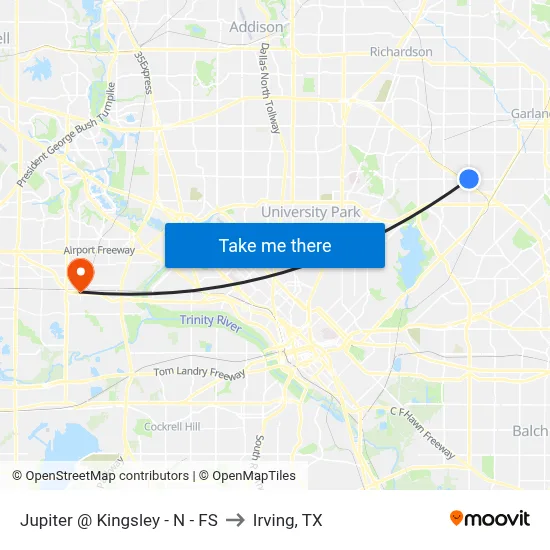 Jupiter @ Kingsley - N - FS to Irving, TX map